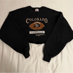 CU Boulder Black Cropped Football Sweatshirt
